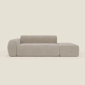 BonBon Divano modulare componibile – Composizione con pouf terminale in tessuto smacchiabile T23 panna