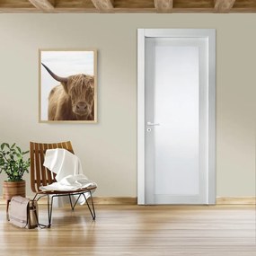 Porta interna a battente Dogon in MDF colore bianco, L 80 x H 210 cm, apertura reversibile