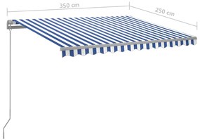 Tenda da Sole Retrattile Automatica Pali 3,5x2,5 m Blu e Bianca