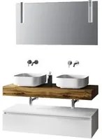 Composizione doppio lavabo 7 pezzi ASTRA rovere miele/bianco