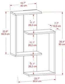 Libreria Sospesa 4 Mensole 60x20x90 Design Moderno Alain Bianca