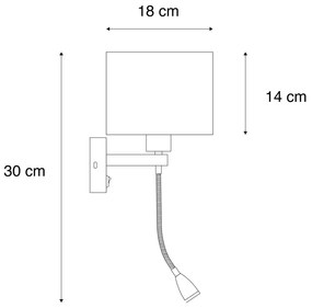 Lampada da parete nera con paralume in velluto taupe 18 cm - Brescia Combi