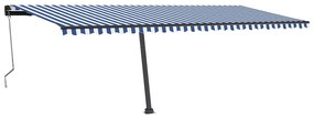 Tenda Automatica con Sensore Vento e LED 600x350 cm Blu Bianca