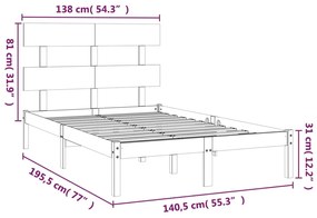 Giroletto Grigio in Legno Massello 135x190 cm Double