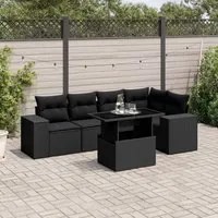 Set Divano da Giardino 6 pz con Cuscini Nero in Polyrattan 3269145