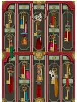 Mindthegap Carta da parati Grand Suite Keys - Anthracite/ Red/ Gold