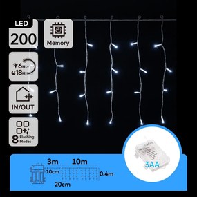 Aigostar - Catena luminosa LED da esterno 200 LED/8 funzioni 13x0,4m IP44 bianco freddo