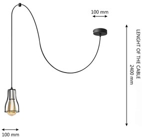 Lampadario a sospensione con filo TUBE LONG 1xE27/15W/230V nero/cromo