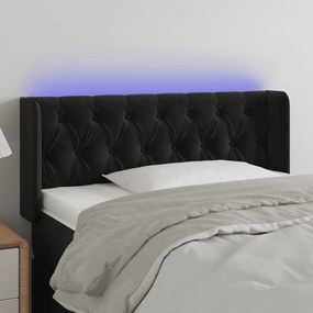 Testiera A Led Nera 103x16x78/88 Cm İn Velluto /