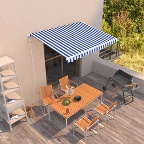 Tenda Da Sole Retrattile Automatica 300x250 Cm Blu E Bianca /