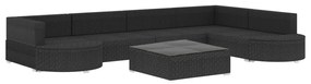 Set divani da giardino 8 pz con cuscini in polyrattan nero