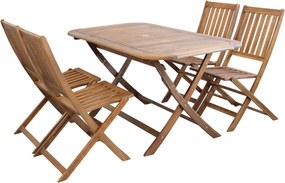 SOLEA - set tavolo in alluminio e teak cm 150 x 80 x 74 h con 4 sedie Dresda