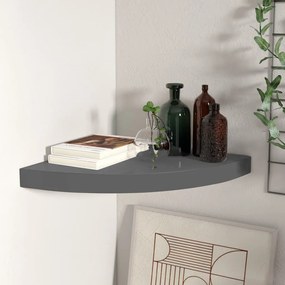Scaffale Angolare A Parete Grigio Lucido 35x35x3,8 Cm İn Mdf /
