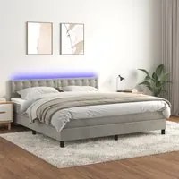 Letto a Molle Materasso e LED Grigio Chiaro 180x200 cm Vellutocod mxl 116264