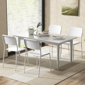 Costway Set di 4 sedie da pranzo moderne, Sedie da cucina accumulabili con schienale inclinato e gambe metalliche 2 Colori