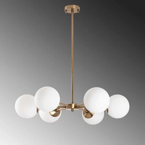 Lampadario dorato con paralume in vetro ø 73 cm Akkas – Opviq lights