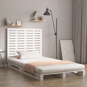 Testiera da parete bianca 146x3x91,5 cm legno massello di pino