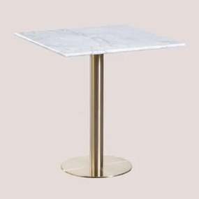 Tavolo Bar Quadrato In Marmo Cosmopolitan Bianco & ↔︎ 70 Cm & Oro Champagne - Sklum