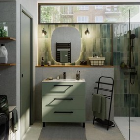 Mobile bagno a terra con lavabo L 80 x H 73 x P 45 cm verde matt truciolare 3 cassetti
