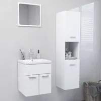 Set Mobili da Bagno Bianco in Legno Multistrato 3071396