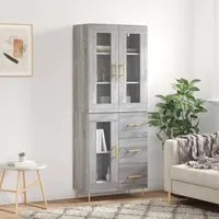 Credenza Grigio Sonoma 69,5x34x180 cm in Legno Multistrato 3198591