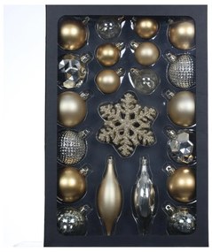 Retlux - Set di addobbi natalizi 25 pezzi oro/argento
