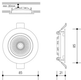 Lampada LED da incasso LED/6W/230V 4000K diametro 8,5 cm nero