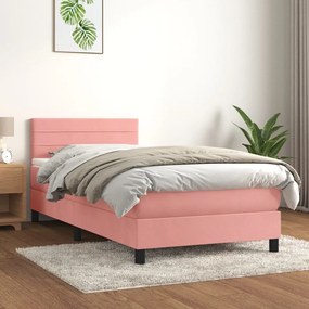 Giroletto A Molle Con Materasso Rosa 90x200 Cm İn Velluto /