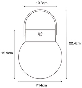 Lampada a sospensione da esterno nera incl. LED dimmerabile a 3 livelli solare - Cornelia