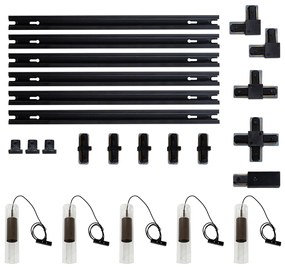Sistema di illuminazione su binario moderno con 5 luci a sospensione bronzo scuro monofase - Iconic Lloyd