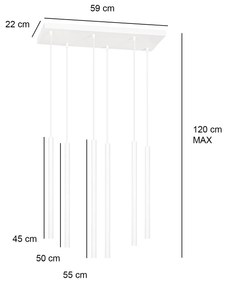 Lampadario 6 Luci Moderno Selter Acciaio Nero E Paralumi A Cilindri Sottili