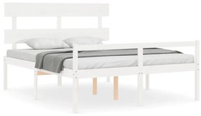 Letto per Anziani con Testiera Bianco King Legno Massello