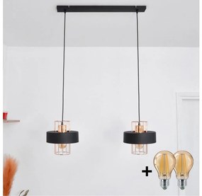 Lampadario LED a sospensione con filo VOLTA 2xE27/15W/230V nero/oro