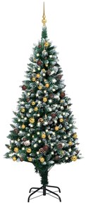 Albero di Natale Preilluminato con Palline e Pigne, Albero di Natale Preilluminato con Palline e Pigne 210 cm VI