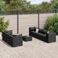 Set Mobili da Giardino con Cuscini 8 pz Nero in Polyrattan 3308035