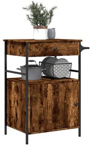 Carrello da cucina rovere fumo 56x43x89,5 cm legno multistrato