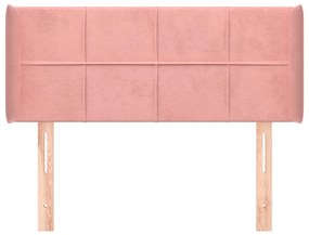 Testiera ad orecchio rosa 103x16x78/88 cm in velluto