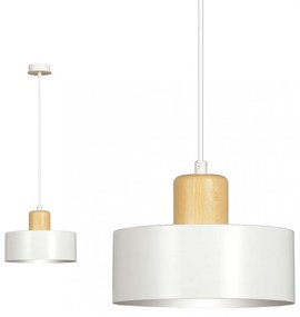 Lampadario a Sospensione in Acciaio e Legno TORIN 1 Nero/Bianco E27 Colore del corpo Bianco
