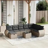 Set Divano da Giardino 9 pz con Cuscini Grigio in Polyrattan 3264216