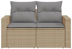 Divano da Giardino con Cuscini a 2 Posti Beige in Polyrattan