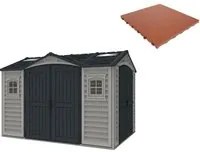 Pavimento per Casetta Box da Giardino 326x240x235 cm in Plastica Terracotta