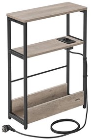 Tavolino d'appoggio con presa elettrica integrata e porte USB ROD marrone/nero