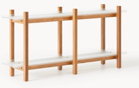 Scaffale in legno di quercia con ripiani in vetro Alex