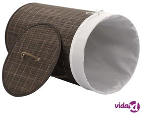 vidaXL Cesto Biancheria in Bambù Rotondo Marrone Scuro