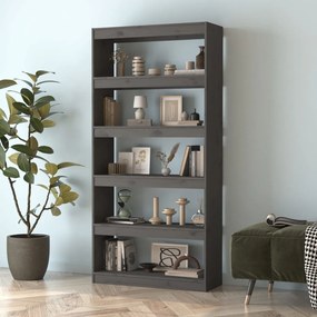 Libreria/divisorio grigio 80x30x167,4 cm in massello di pino