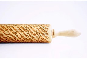 Rullo per pasta in legno a rilievo natalizio con Happy Christmas - Valek