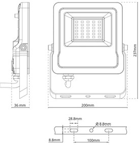 Faro proiettore LED RGB 50W IP65 con Telecomando - Bianco Colore RGB