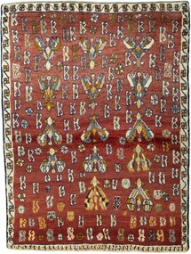 Shiraz Tappeto 150x120 Rosso (Iran) Annodato A Mano