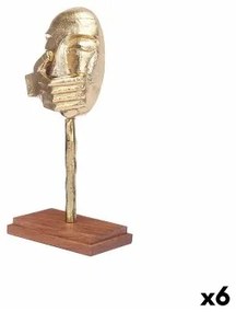 Statua Decorativa Viso Dorato Legno Metallo 17 x 33,5 x 10 cm