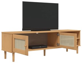 Mobile tv senja aspetto rattan marrone 158x40x49 massello pino